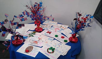 Holiday cards on a table